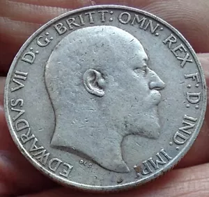 1908 EDWARD VII SILVER FLORIN GOOD DETAIL EVEN WEAR SPINK 3981 FL08 - Picture 1 of 3