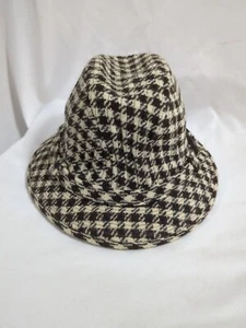 Country Gentleman Traveler Mens Bucket Fedora Tweed Plaid Hat SZ 7 1/4 Gray - Picture 1 of 10