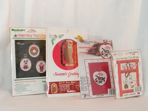 Christmas Cross Stitch Ornament Kit . You Choose: Santa Trio, Bear, Bird, Geese - Picture 1 of 14