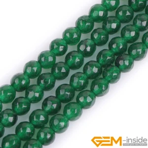 Green Jade Faceted Round Beads For Jewelry Making 15"6mm 8mm 10mm 12mm 14mm 16mm - Picture 1 of 37