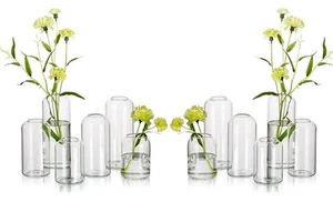 Set Of 12 Hewory Clear Mini Glass Vases for Centerpieces - Small Bud Vases - Picture 1 of 6