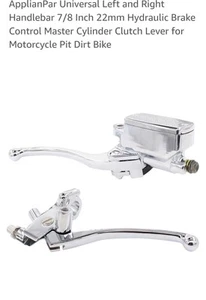 Chrome 7/8" Motorcycle Handlebar Hydraulic Brake Master Cylinder Clutch Lever - Picture 1 of 7