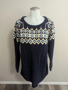 NWT L.L. BEAN Signature Women's Cotton Fisherman Tunic Sweater Fair Isle XL - Picture 1 of 7
