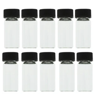 10 Mini Clear Glass Vial Bottles Caps 1 3/8 Tall 4 mL Gold Panning Prospecting - Picture 1 of 1