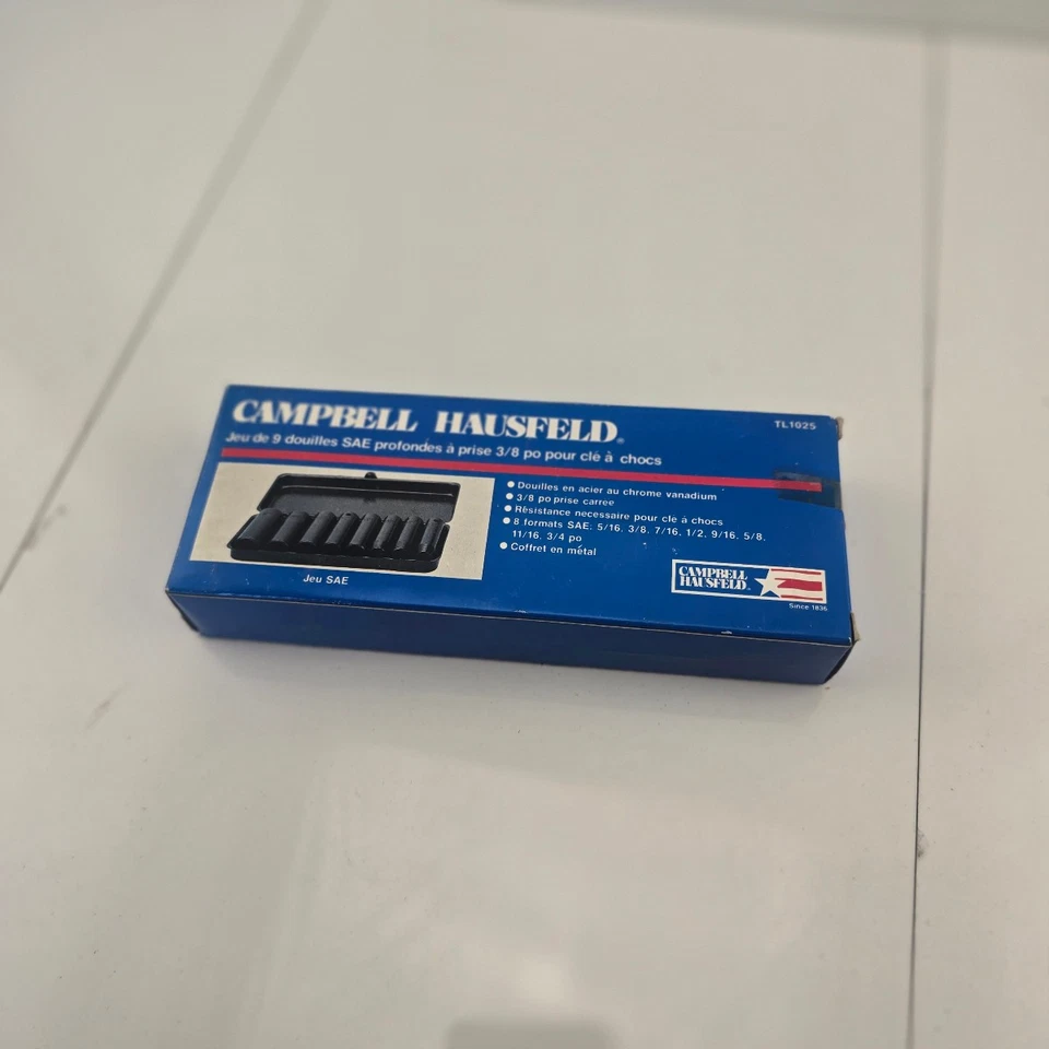 Campbell Hausfeld 9 peças 3/8" conjunto de soquete de impacto profundo SAE com estojo de metal - Imagem 1 de 4