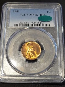 1941 Lincoln Wheat Cent PCGS MS66+RD CAC Superb Gem Plus!!! - Picture 1 of 2