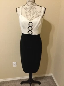 Abito da cocktail Liz Claiborne notte crema e nero taglia 12 - Foto 1 di 7