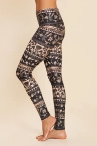 Teeki Moon Flower Small Black Soft Pink Yoga Pilates Leggings Small - Picture 1 of 11