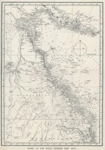 Vintage Chart Great Barrier Reef of Australia 1893 Reproduction Wall Print A3 A4 - Picture 1 of 5