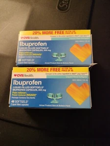 (2)CVS Health Ibuprofen Liquid Filled Mini Soft gels 200mg Pain/Fever 40CT - Picture 1 of 1