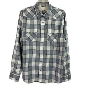 Vans Off The Wall Western Shirt Blue Plaid Pearl Snaps Mens Large - Picture 1 of 15