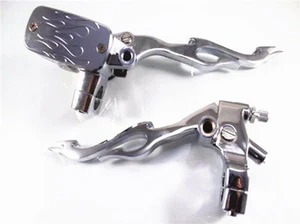 Flame 1" Brake Clutch Lever For Harley Honda Kawasaki Suzuki Cruiser Chopper VTX - Picture 1 of 7