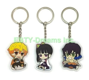 Set 3 Portachiavi Demon Anime Acrilico Zenitsu Inosuke Tsuyuri Kanao - Foto 1 di 2