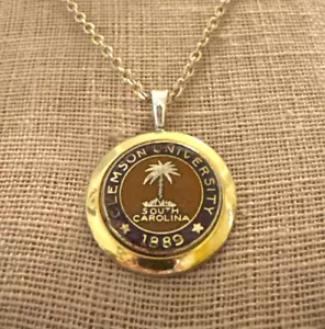 14K GF Clemson University lila orange Emaille Sterling Kaution Edelstahl 19 Zoll Kette - Bild 1 von 4