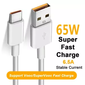 Oppo Original USB Type-C SuperVOOC Charger Adapter Cable 6.5A USB-C Fast Cord O - Bild 1 von 8