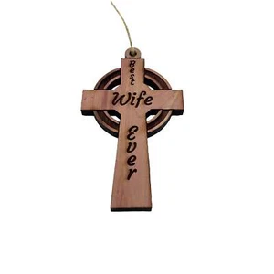 Best Wife Ever Celtic Cross - Cedar Ornament - Picture 1 of 4