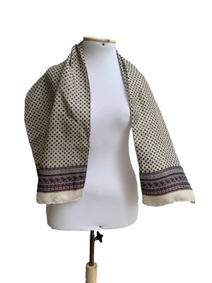 Bufanda de seda rectangular beige a lunares sin marca 54/14 pulgadas #A3 Foto 1 de 3