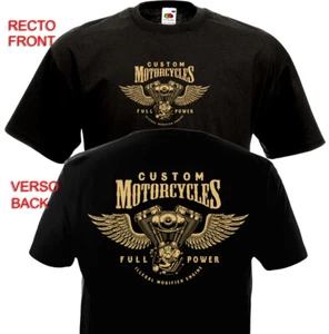 T-shirt CUSTOM MOTORCYCLES Engine Chopper Biker Bobber Motard Harley Davidson - Imagen 1 de 3