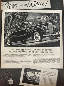Anuncio de impresión de automóvil Cadillac 1937 vintage, mira ahora a LaSalle - Imagen 1 de 1
