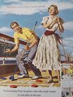 Hawaii Matson Steam Line Print Ad Original Vtg 1948 Pretty Girl Shuffle Board U