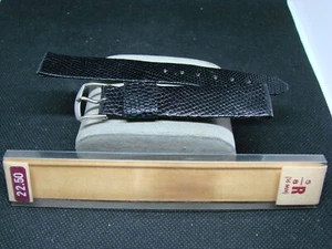 NOS WRISTWATCH BAND 16mm BLACK GENUINE LIZARD ITALY ! bnd14 - Picture 1 of 2