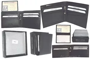 Hombre Wallwt RFID Hombre Cuero Cartera 2 Doble Pliegue Cuero Genuino 2 ID Nuevo En Caja - Imagen 1 de 12