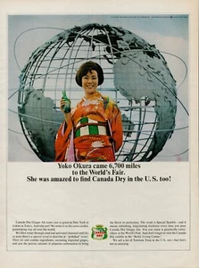 1964 Soda Pop Canada Dry Ginger Ale Vintage Print Ad New York Worlds Fair Tokyo - Picture 1 of 9