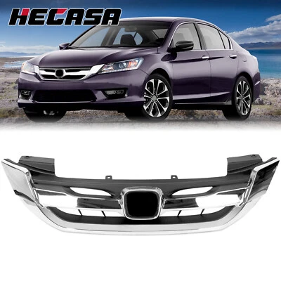 Fit 13-15 9th Gen Honda Accord 4 Door Chrome JDM Mod Style Front Hood Grille - Image 1 of 4