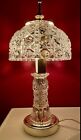  Vintage Leviton Crystal Cut Glass Boudoir Parlor Table Lamp 12.5”