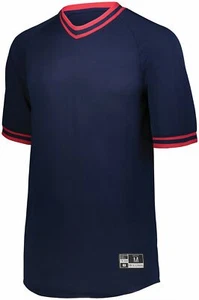 Holloway Youth 221221 Retro V-Neck Baseball Jersey | 100% Polyester, Double Knit - Picture 1 of 19