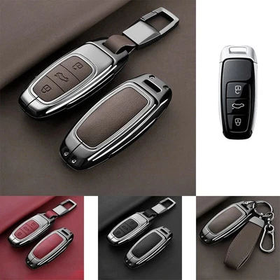 For Audi S3 S6 S7 A3 A6 A7 Q7 S8 A8 Q8 Zinc Alloy Leather Car Key Fob Case Cover - Image 1 of 4