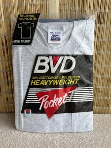 Vintage 90s Mens BVD Size XXXL Heavyweight GRAY Cotton Pocket T Shirts Big Size - Picture 1 of 3