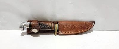 Western - Boulder, CO EE. UU. Modelo 628 - Cuchillo de hoja fija y funda de cuero Foto 1 de 4