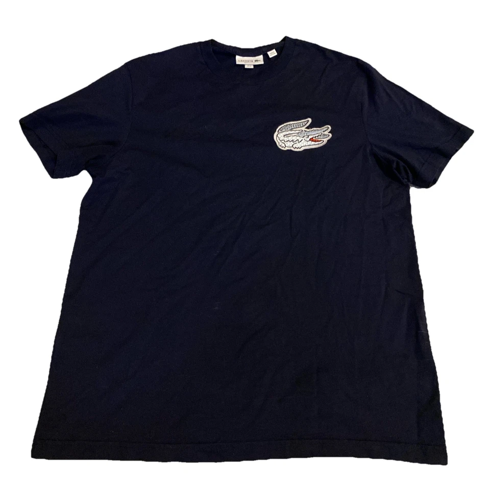 Lacoste футболка женщин XL темно-синий регулярный крой большого размера крокодила логотип новый без ЯРЛЫКОВ - Изображение 1 из 4