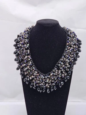 Natasha Beautiful Beaded Black Multi  Necklace Elegant Holiday Party Nice Weight - Image 1 of 4