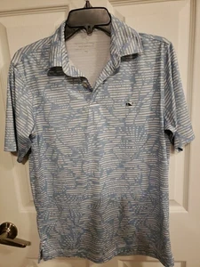 Polo Vineyard Vines Performance manica corta blu bianco uomo XS - Foto 1 di 4