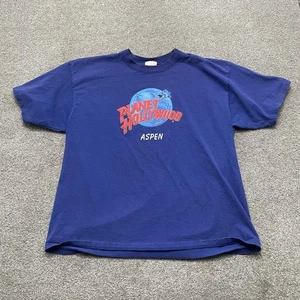 VINTAGE Planet Hollywood Shirt Mens XL Blue Aspen Made USA 1991 Restaurant 90s - Picture 1 of 9