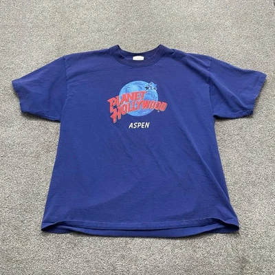 Camisa DE COLECCIÓN Planet Hollywood Para Hombres XL Azul Aspen Hecha en EE. UU. 1991 Restaurante Años 90 Foto 1 de 4