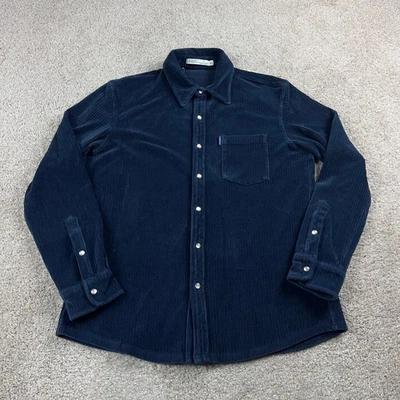 Criquet Shirt Mens Medium Blue Corduroy Pearl Snap Long Sleeve Outdoors Stretch - Image 1 of 4