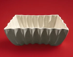 COOKSON POTTERY Vtg CREAM Rectangular Planter Ribbed #3808. CLEAN VGC - Picture 1 of 11