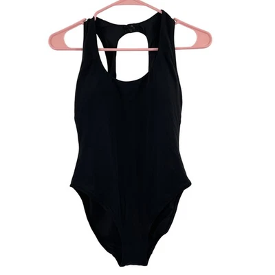 ROBIN PICCONE Ava Open Back Swimsuit Size 6 Black NWOT Racer One Piece Swim NEW - Image 1 of 4