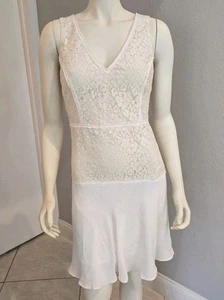 Le Lis Blanc White & Ivory Lace Sheath Sleeveless Cocktail Wedding Dress SM NWT - Picture 1 of 6