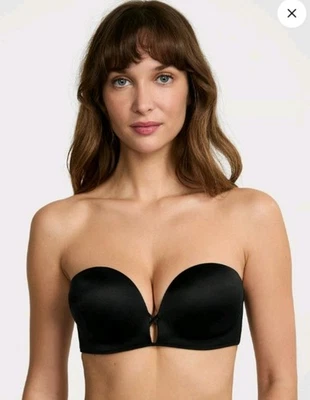Victoria's Secret Bombshell Add-2-Cups Push-Up Strapless Bra (Black) 34DD - Image 1 of 4