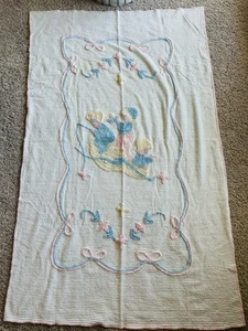 Liebling Antik Vintage Chenille Perlen Spread Angeln Kinder 39" x 64" - Bild 1 von 9