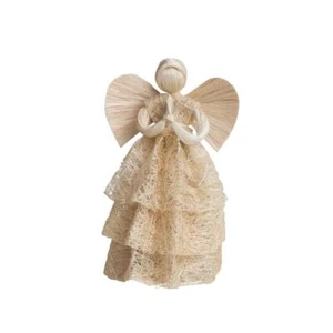 Árbol de Navidad de 8" ángel de oración estilo paja de abaca natural - Imagen 1 de 3