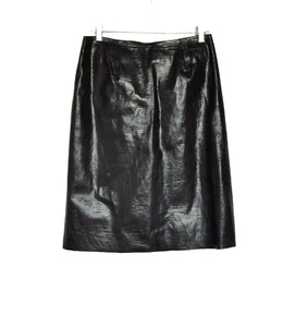 Falda de Cuero Genuino Talla 6 Inc International Concept Negro Estampado de Cocodrilo Nueva - Imagen 1 de 7