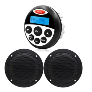 Ricevitore stereo marino Bluetooth impermeabile con altoparlanti rotondi 4" 120 W - Foto 1 di 12