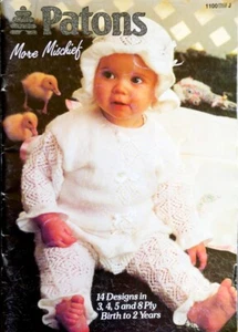 Patons #1100 Knitting Crochet Pattern book - 14 Designs in 3,4,5 ply Birth-2yrs - Picture 1 of 11