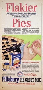 VINTAGE 1950er Jahre Druckanzeige ~ Pillsbury Pie Crust Mix ~ Hergestellt von Chill-Blended Process - Bild 1 von 1