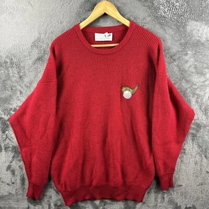 Pringle Nick Faldo Men Jumper Sweater Golf Sport Round Neck Scotland Red XL Wool - Picture 1 of 15